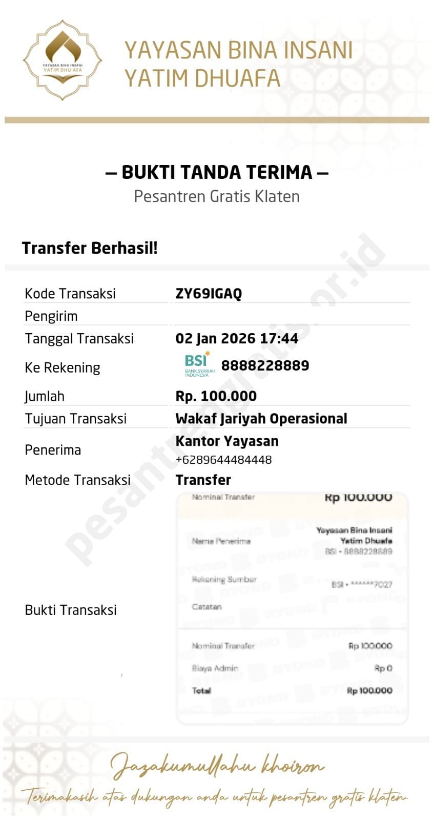 Contoh Bukti Donasi 2